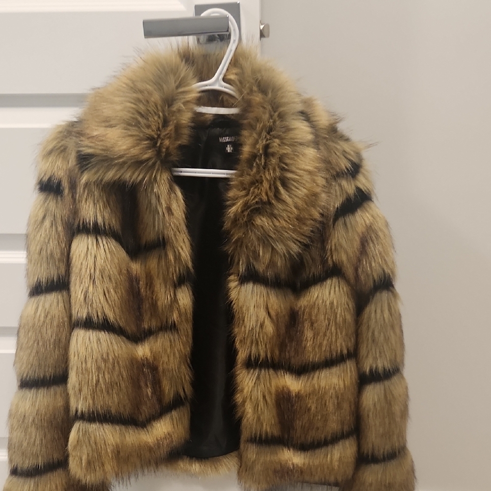 Brown Faux Fur Stripe Coat
